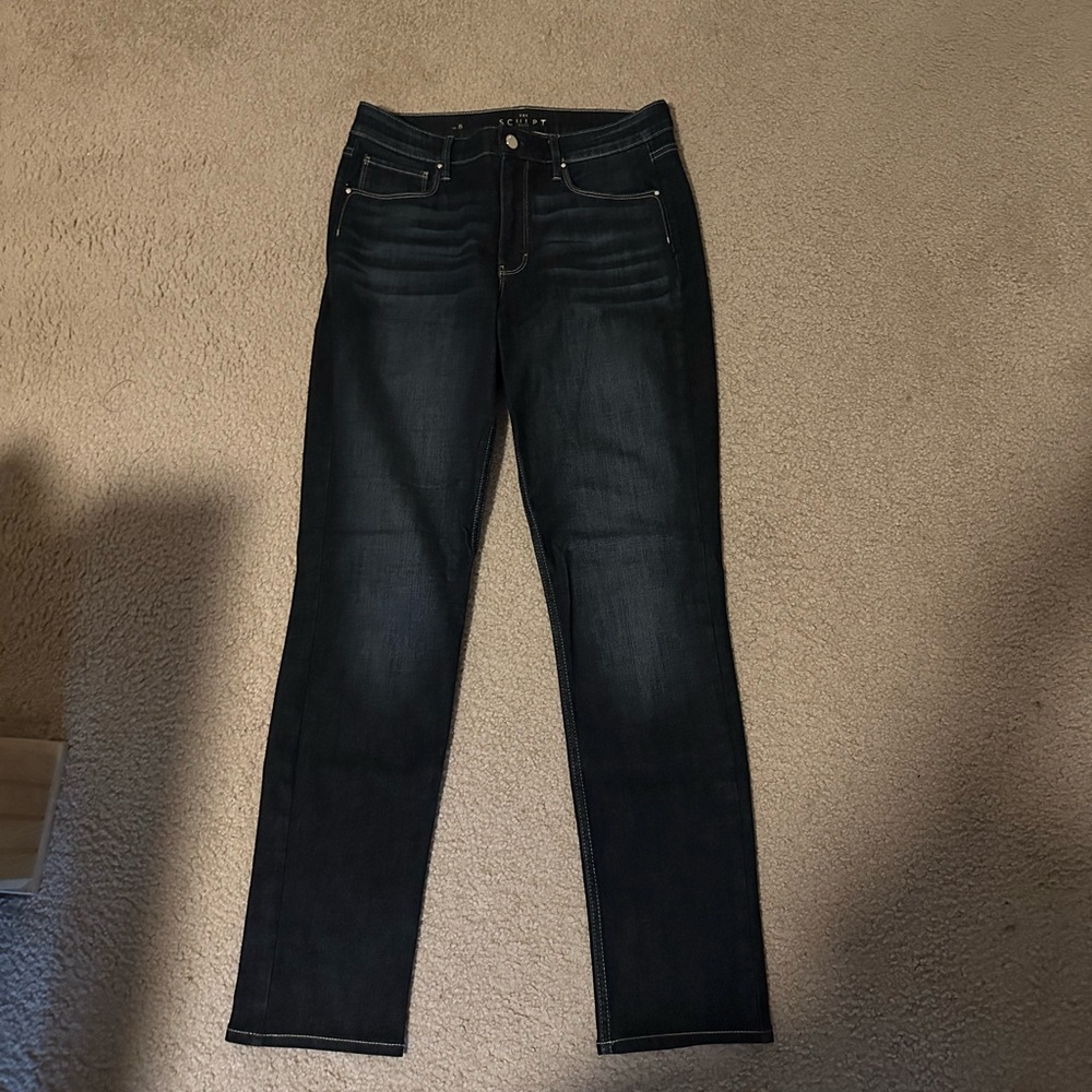 White House Black Market “The Sculpt Slim” jeans, dark wash in size 8.